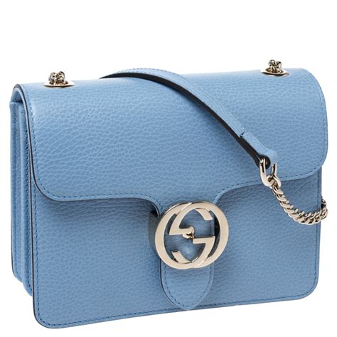 gucci shoulder interlocking calfskin light blue leather cross body bag|Gucci crossbody jewelry.